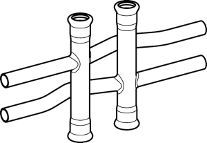 Mapress                            , Stamfrdelare D                    , med dubbla avstick, 28x12mm                            , elfrzinkat stl i gruppen Rr & rrdelar / Stlrr / Mapress Elfrszinkade hos Din VVS-Butik (1551061)
