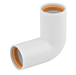 Faluplast, Falu Vulk 75010, Vinkel, med gummittning, dubbelmuff, vit i gruppen Avlopp / PVC- och PP-rr / Inomhusavlopp hos Din VVS-Butik (2316170)