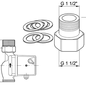 Grundfos, Typ 1, Adapter, med packningar, G50 x Rp50 i gruppen Pumpar / Pumptillbehr hos Din VVS-Butik (5732292)