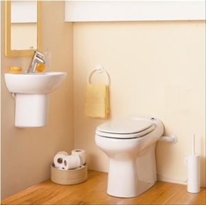 Saniflo, Sanicompact Elite, WC-stol, golvmodell, med malpump, vit i gruppen Sanitet / Mull-/torr-/specialtoaletter hos Din VVS-Butik (7809003)