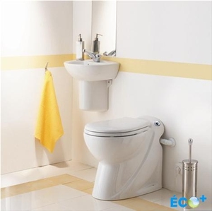 Saniflo, Sanicompact Pro Eco, WC-stol, golvmodell, med malpump, vit i gruppen Avlopp / Avloppspumpar hos Din VVS-Butik (7809009)