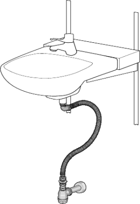 Rebase AB, Vattenlås, till vägg med flexslang , vit i gruppen Sanitet / Tillbehör/armaturer / Vattenlås tvätt/bad hos Din VVS-Butik (8070907)
