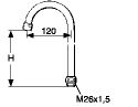 FMM, Utloppspip, fast   , utvndig M26x1,5, H=135 L=120 mm i gruppen Sanitet / Blandare / Reservdelar/Tillbehr hos Din VVS-Butik (8154247)