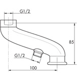 Karpip, L=100mm, krom i gruppen Sanitet / Blandare / Reservdelar/Tillbehr hos Din VVS-Butik (8344842)