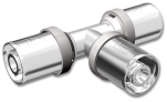 PressPex, T-Koppling, A32xAX25xA32, avz-mässing, förnicklad