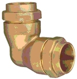 Holmgrens metall, Isiflo 120, Vinkelkoppling, 63mm x 90°, avzinkningshärdig mässing