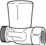TA, RVO-1, Radiatorventil, rak, med förinställning, DN20