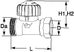 TRV-2S, Radiatorventil, rak, exkl. anslutning, DN15
