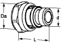Radiatoranslutning, rak hylsa inkl O-ring o mutter, G15-M22x1,5, förnicklad