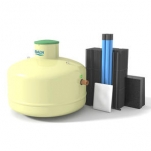 BAGA Effektiv -  Slamavskiljarpaket 2,2 m³ med 16 m2 infiltration för 1 hushåll (lågbyggd)