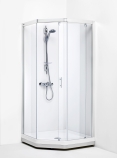 Showerama, Duschhörn 7-3, symetrisk, gråtonat glas, silver, 800x1000