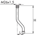 MA, Karpip, M26x1,5, L=85mm H=375mm i gruppen Sanitet / Blandare / Reservdelar/Tillbehr hos Din VVS-Butik (8155510)