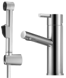 Mora Rexx, Tvättställsblandare, med handdusch , förkromad/svart
