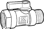 TA400, Kulventil, invändig/utvändig gänga, G15, förkromad