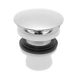 Silventil, med designpropp, G32, underdel av vit plast, frkromad