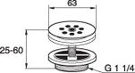 Silventil, med bräddavlopp, 32, L=70mm