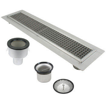 Bl�cher sp�rrbrunn med bottenutlopp 75 mm f�r betonggolv 1400x150 mm