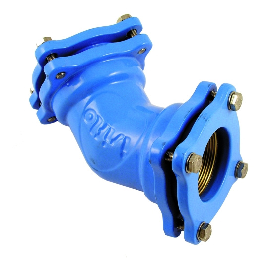 Holmgrens metall, Isiflo 123, Vinkelkoppling 45�, 90mm, segj�rn