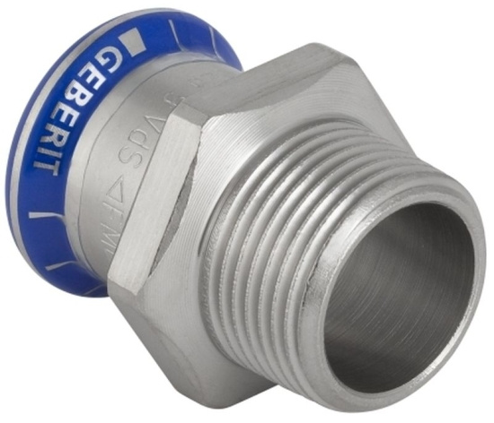 Mapress, �verg�ngsnippel, utv�ndig  konisk g�ng, 76,1xR65, rostfri