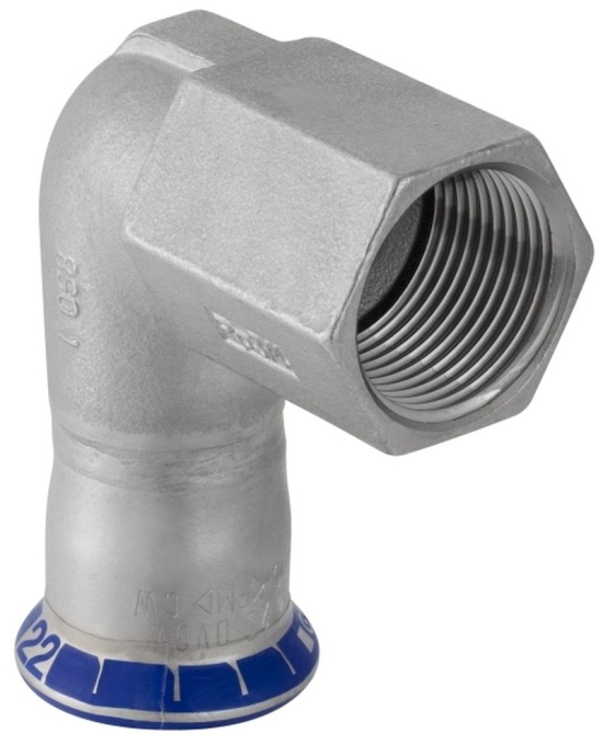 Mapress, Vinkel, 1muff, inv�ndig g�nga, 22xG20x90�, rostfri