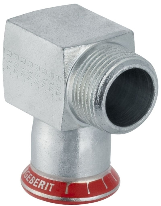 Mapress, Vinkel, 1muff och utv�ndig  konisk g�nga, 15xR15, elf�rzinkat st�l