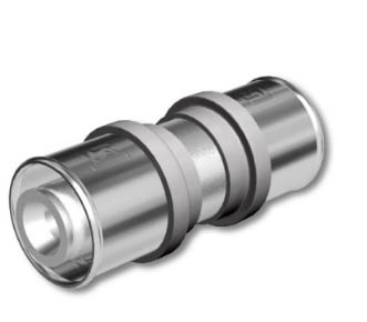 PV, Presskoppling, rak, gr� ringf�rg, 16