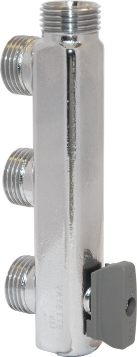 Gustavsberg, Vatette, F�rdelare, 40c/c, 3-r�r med kulventil med vred, G15