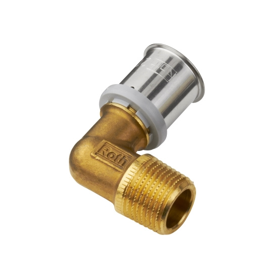 Roth, �verg�ngsvinkel, muff x utv�ndig g�nga, m�ssing, 26x3,0mm x G25 x 90�