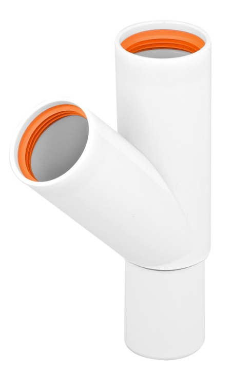 Faluplast, Falu Vulk 73360, Grenr�r, med gummit�tning, 2 muffar, vit