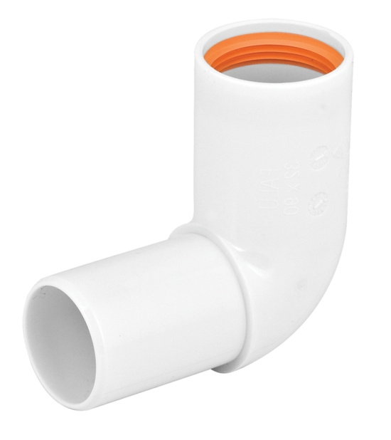 Faluplast, Falu Vulk 75020, Vinkel, med gummit�tning, enkelmuff, vit