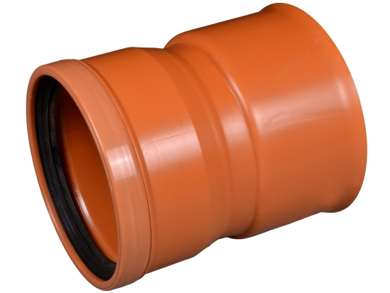 Wavin, Opti-Rib, exkl. t�tningsring, �verg�ng, till sl�t spets�nde, r�dbrun