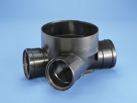 Wavin, Typ 3, Tillsynsbrunn, v�nster sidoanslutning, svart