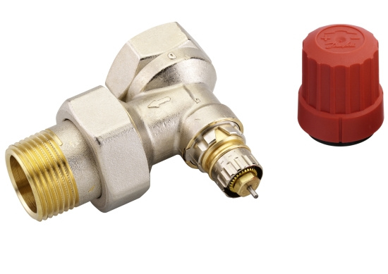 Danfoss, RA-N, Ventil, vinkel, med nippel och mutter, G25