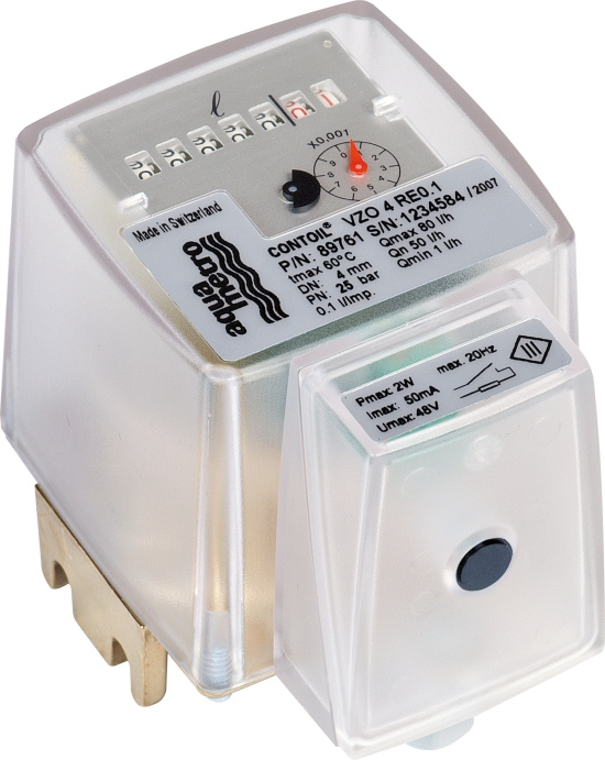 VZO 4-RE0,1, Oljefl�desm�tare, inv�ndig g�nga, reed-puls 0,1L, transparent, DN4