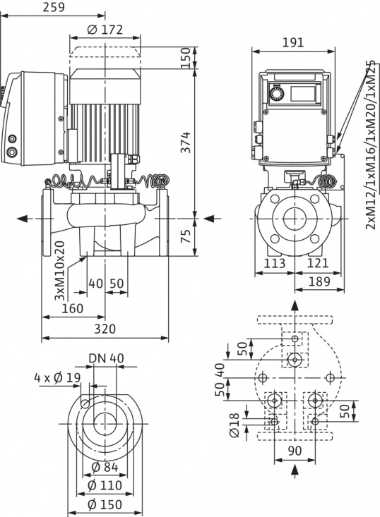 Cirkulationspump Wilo IP-E 40/120-1,5/2