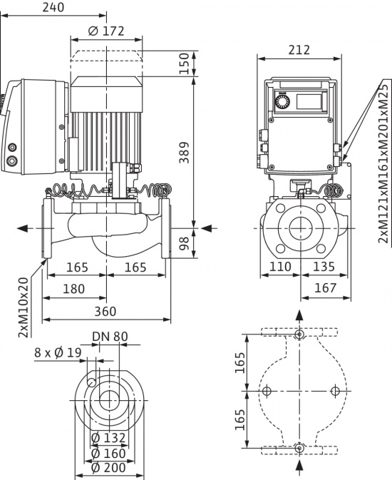 Cirkulationspump Wilo IP-E 80/115-2,2/2