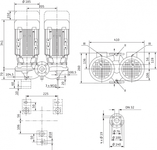 Cirkulationspump Wilo DPL 32/105-0,75/2