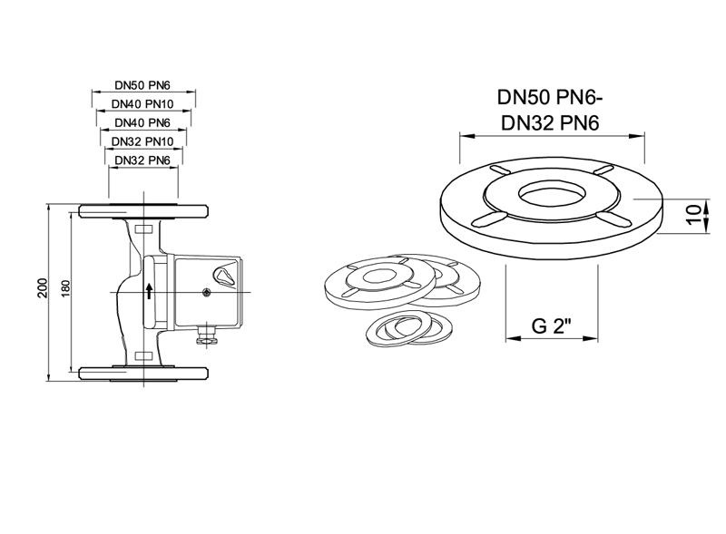 DN32 Fl�nsadapter f cirkpump