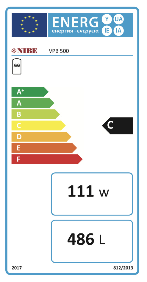 Nibe VPB 500 Vattenv�rmare, gr�, diam 760x1750