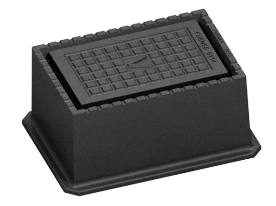 6115/6114, Brandpostbet�ckning, med lock, 405x275, gr�j�rn