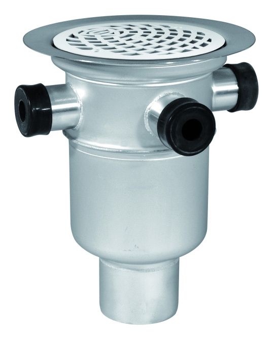 Baldex, Golvbrunn, plastinsats, 3 extra inlopp 32, 150x75, rostfritt st�l