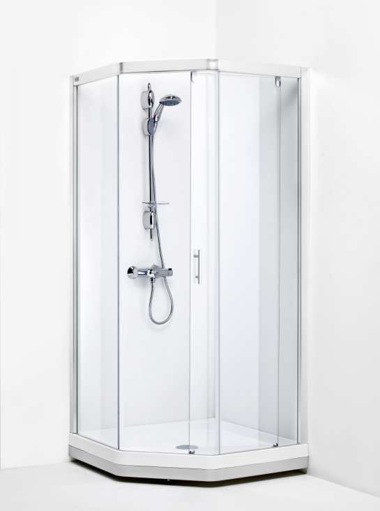 Showerama, Duschh�rn 7-3, symetrisk, klarglas, silver, 1000x800