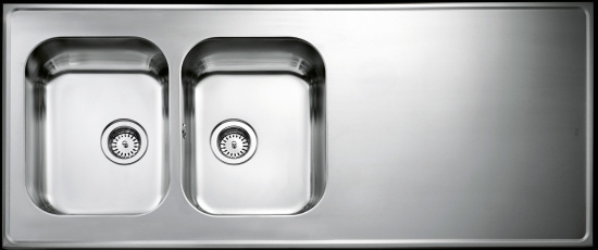 HB14, Diskb�nk, sl�t, med korgventil/vattenl�s, rostfri, 1400x600x30mm