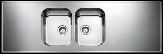 HB18, Diskb�nk, sl�t, med korgventil/vattenl�s, rostfri, 1800x600x30mm