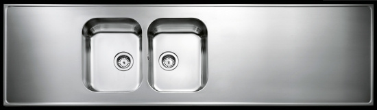 HB20, Diskb�nk, sl�t, med korgventil/vattenl�s, rostfri, 2000x600x30mm