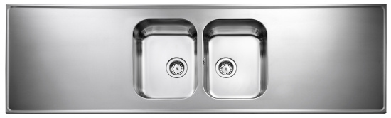 HB20C  , Diskb�nk, sl�t, med korgventil/vattenl�s, rostfri, 2000x600x30mm