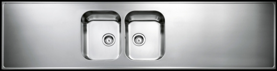 HB22, Diskb�nk, sl�t, med korgventil/vattenl�s, rostfri, 2200x600x30mm