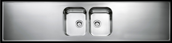 HB24C  , Diskb�nk, sl�t, med korgventil/vattenl�s, rostfri, 2400x600x30mm