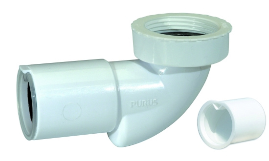 Purus, PUM, Utloppsvinkel, med mekanisk luktsp�rrmembran , vit