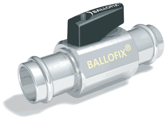 Broen, Ballofix 541 med vred, Kulventil rak, press x press, 18x18